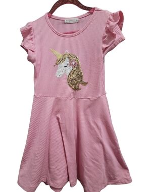 Toddler Girl Pink Unicorn Sequin Dress